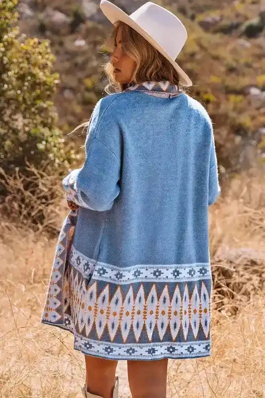 Aztec Print Duster Cardigan Women UK