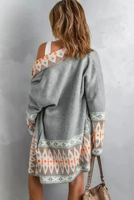 Aztec Print Duster Cardigan Women UK