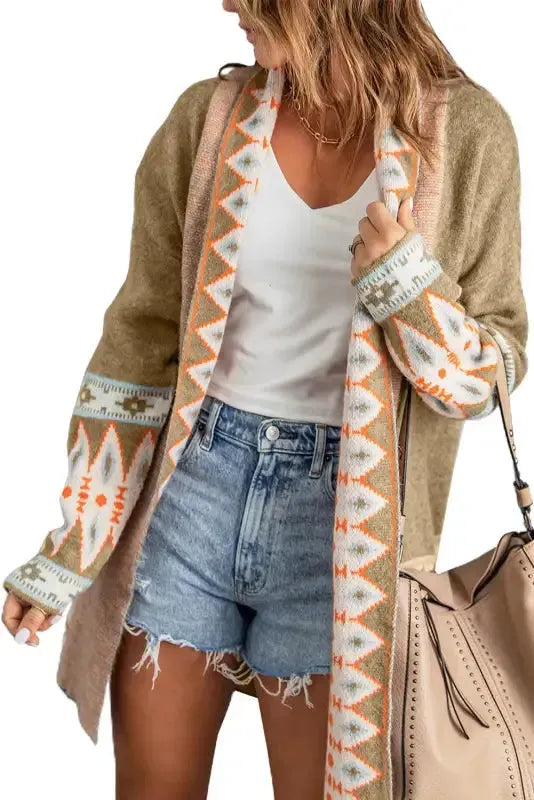 Aztec Print Duster Cardigan Women UK