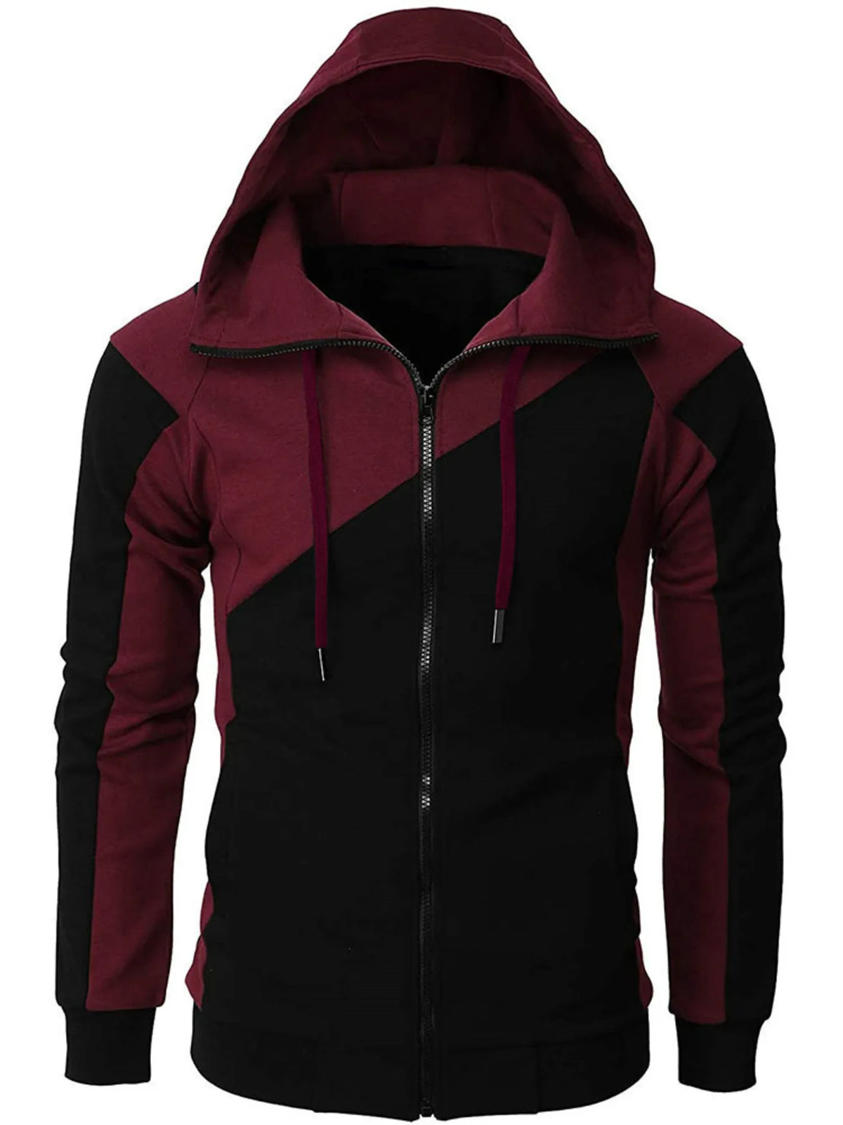 Men's Color Block Zip-Up Hoodie