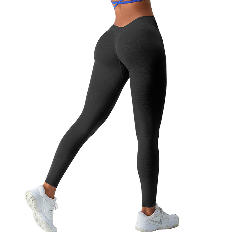 Seamless V Waist Yoga Pants Female High Waist Hip Lift