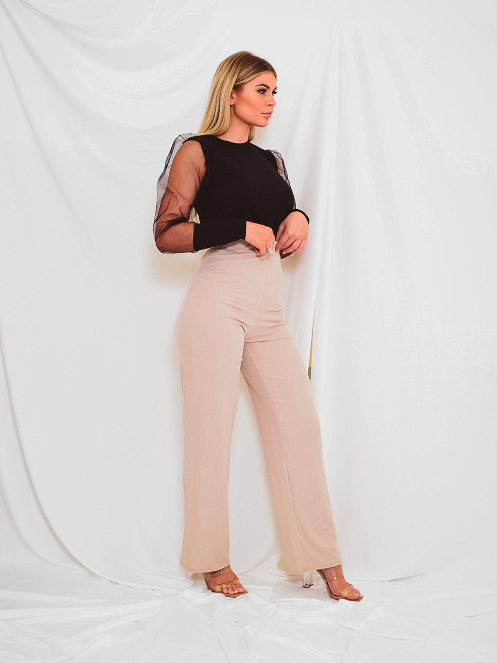 Fishnet Mesh Sleeve Top