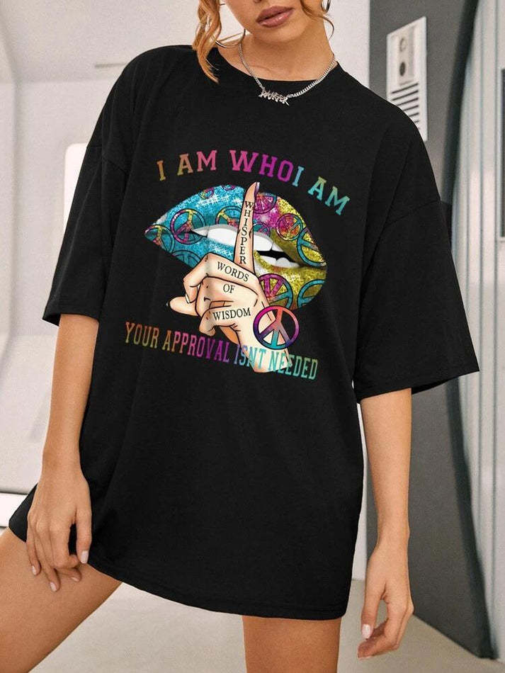 Ladies Oversized Whishper Words Of Wisdom Short Sleeves T Shirt Top