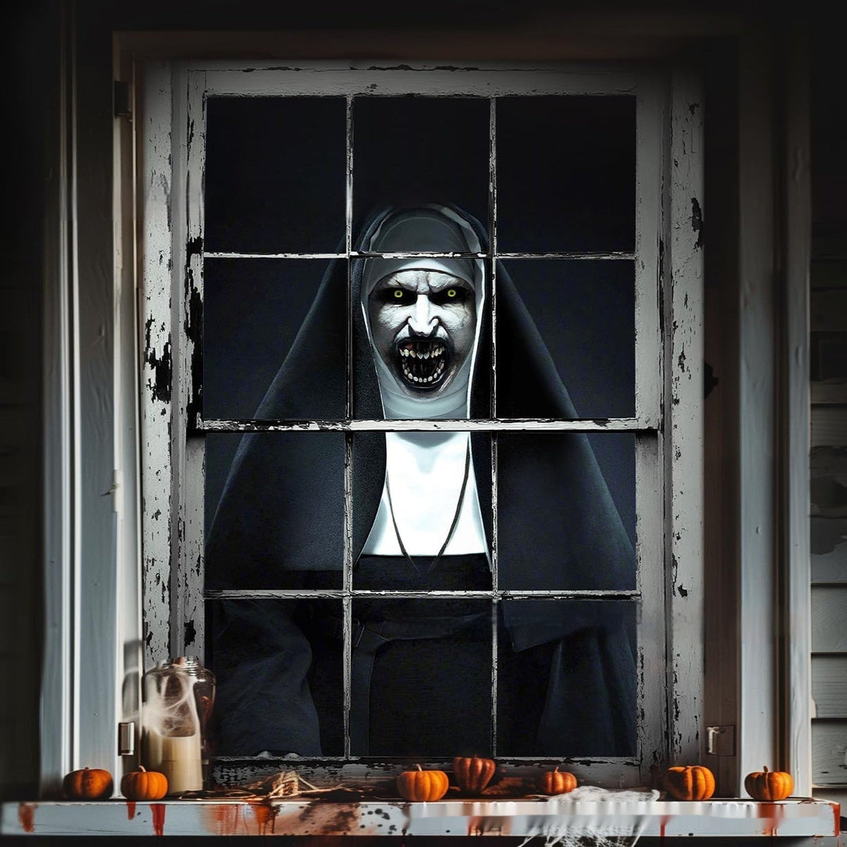 3D Holiday Window Cover Witch Halloween Window Cover