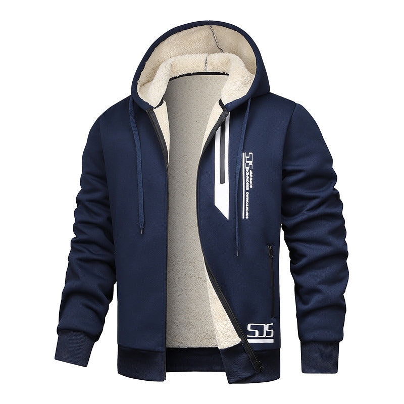 Men's Cashmere Fleece-Lined Thickened Hoodie Jacket