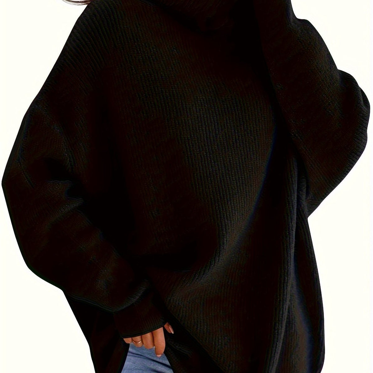 Women's Cozy Oversized Turtleneck Sweater Batwing Chunky