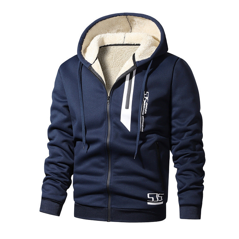 Men's Cashmere Fleece-Lined Thickened Hoodie Jacket