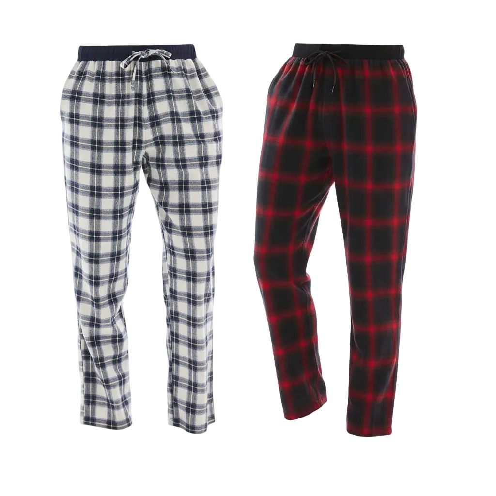 Men's Flannel Pyjama Bottoms - Unmatched Comfort and Style, Pack of 2