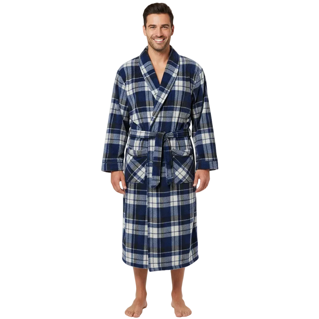 Men's Check Fleece Dressing Gown