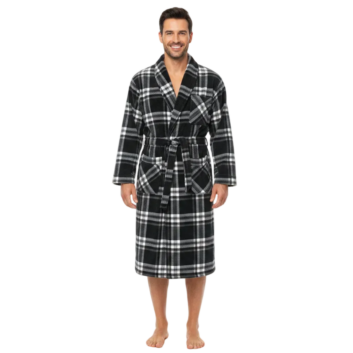 Men's Check Fleece Dressing Gown