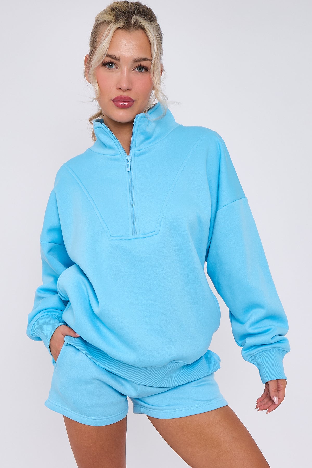 1/2 Zip Top & Shorts Fleece Co-ord