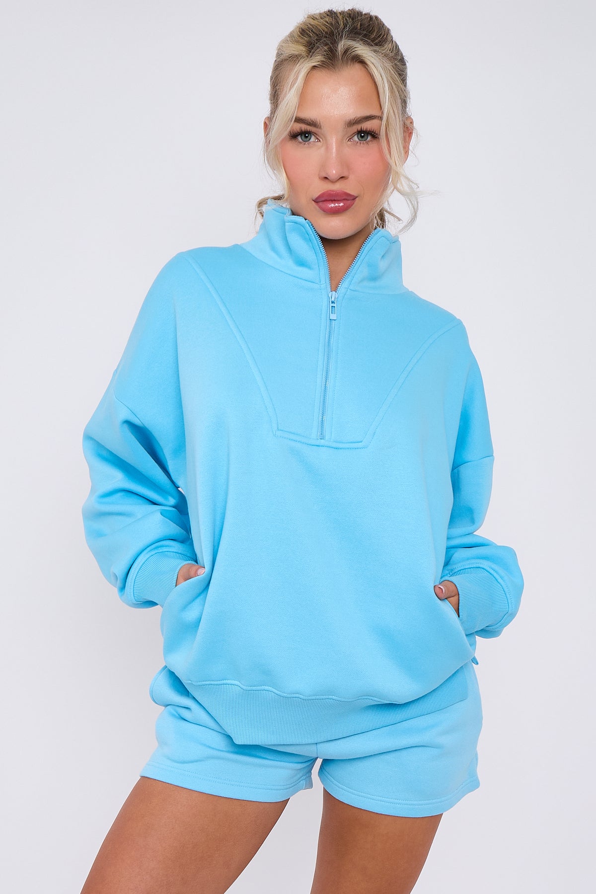 1/2 Zip Top & Shorts Fleece Co-ord