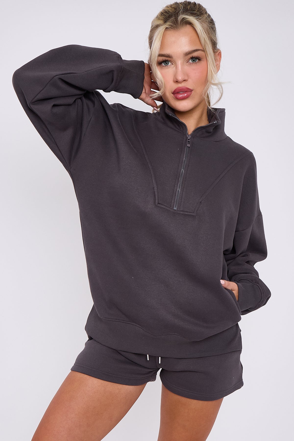 1/2 Zip Top & Shorts Fleece Co-ord