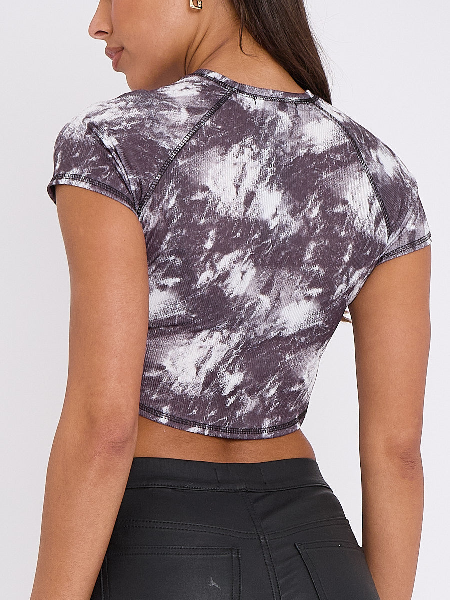 Athletic Dept. Graphic Ribbed Tie-Dye Crop Top