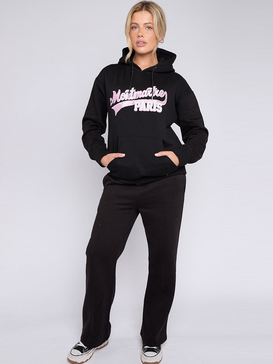 Embroidered Montmartre Paris Fleece Hoodie