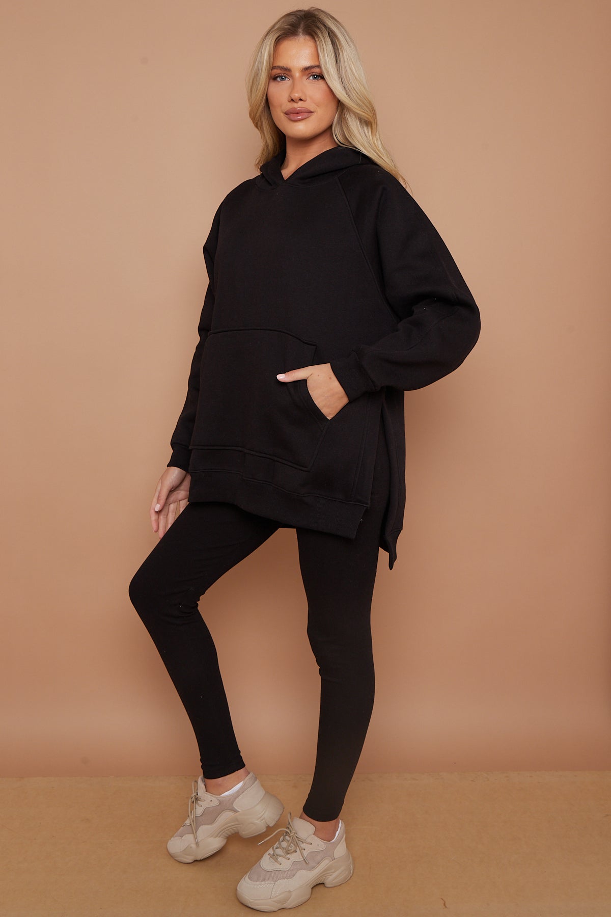 Oversized Split Sides Hoodie & Ribbed Leggings Co-ord