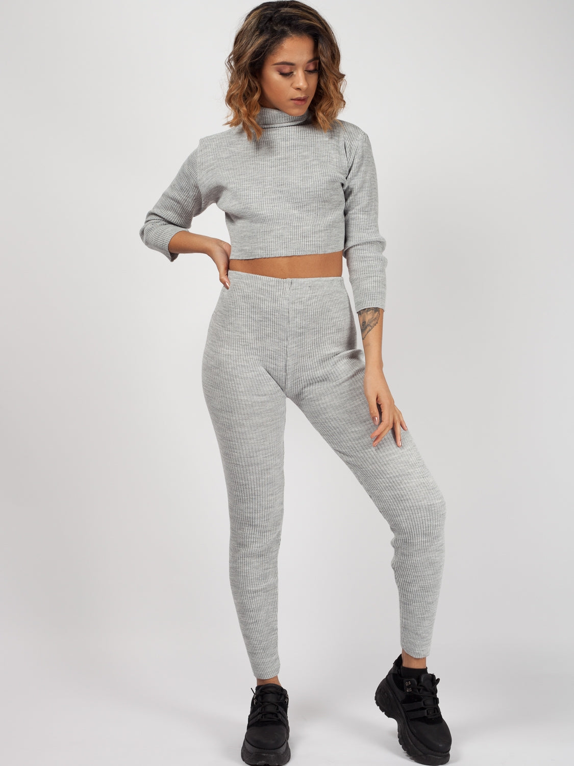 Roll Neck Knitted Ribbed Co-ord