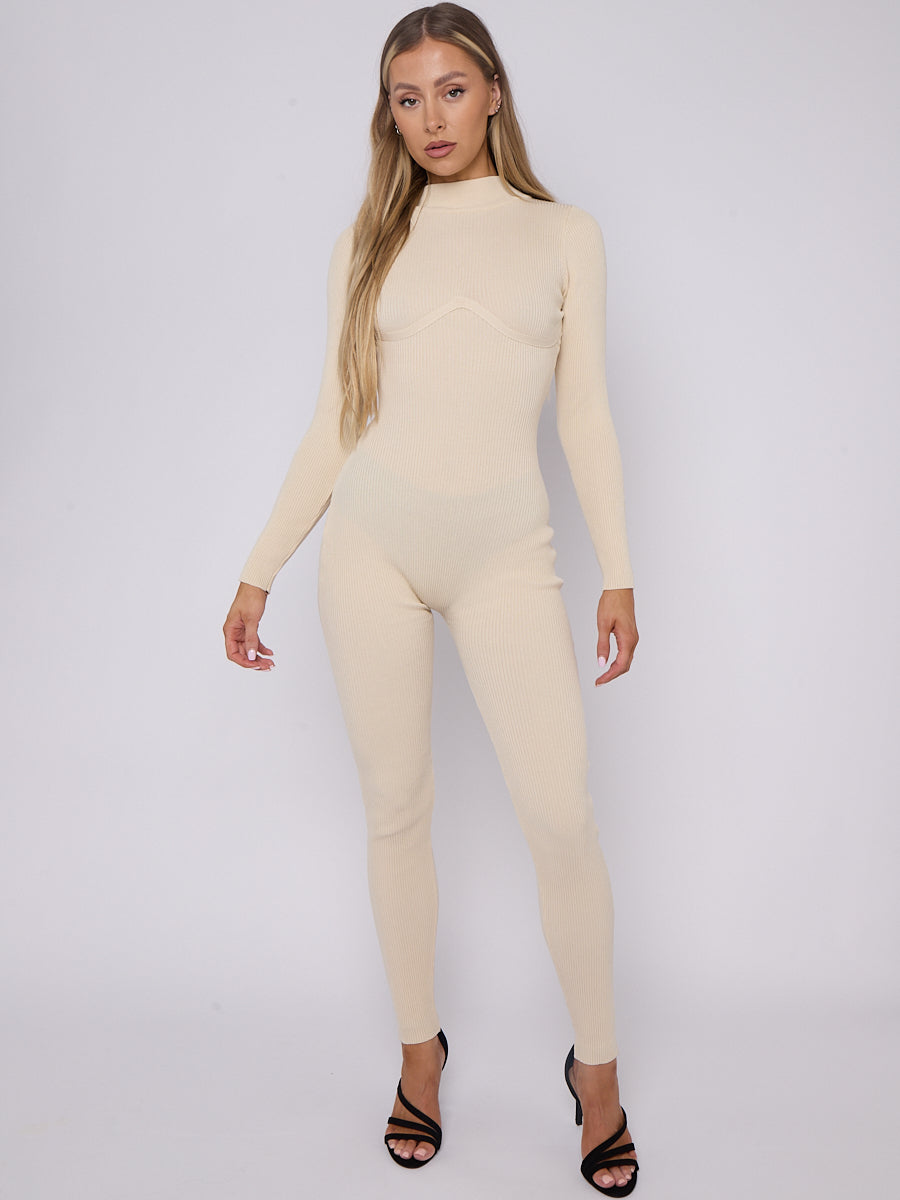 Corset Style Ribbed Jumpsuit