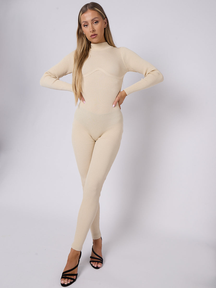 Corset Style Ribbed Jumpsuit