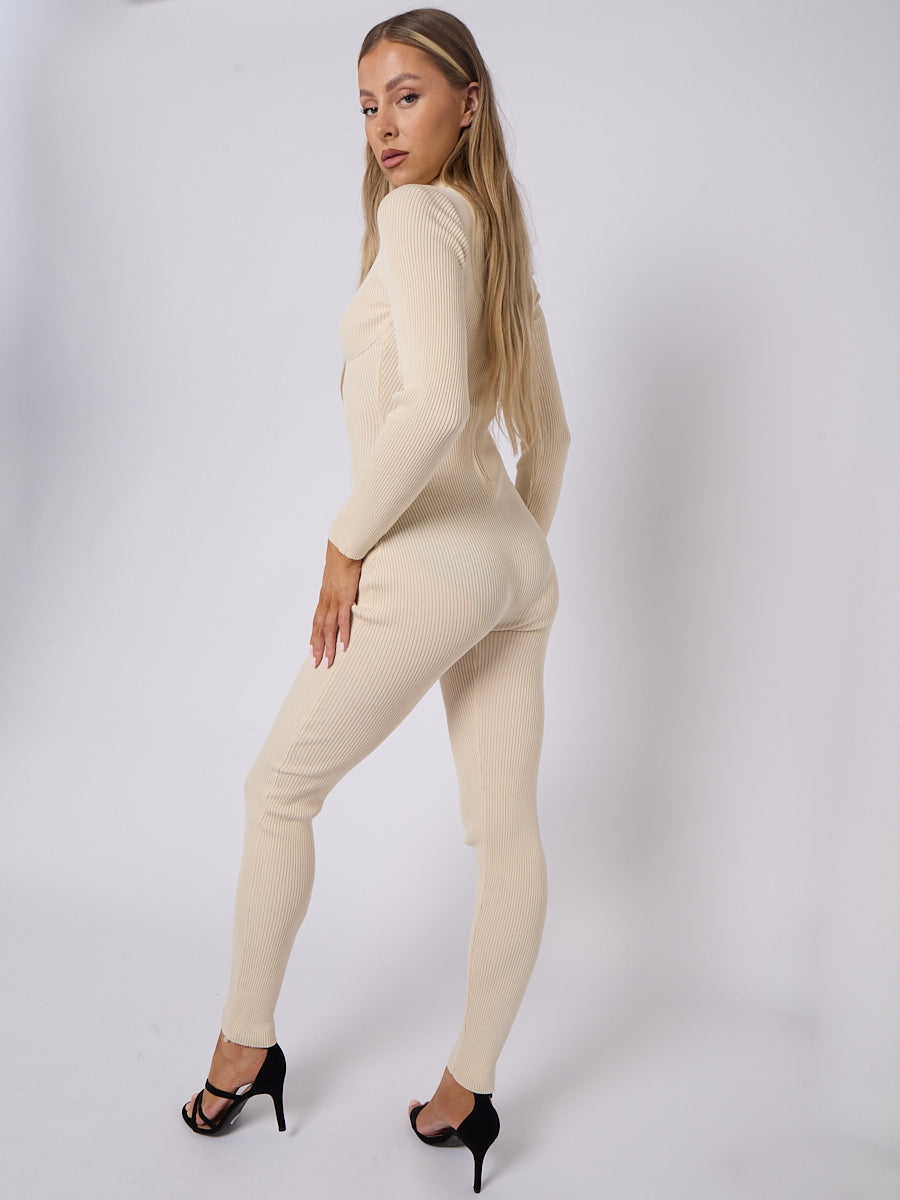 Corset Style Ribbed Jumpsuit
