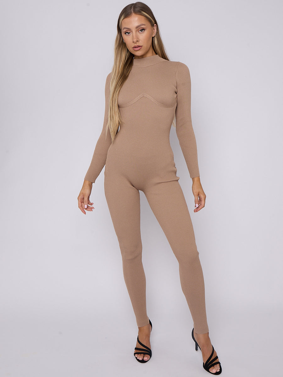 Corset Style Ribbed Jumpsuit