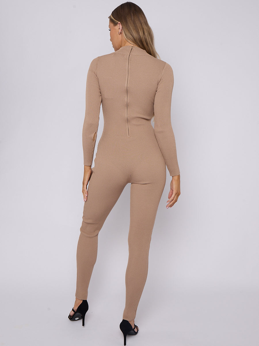 Corset Style Ribbed Jumpsuit