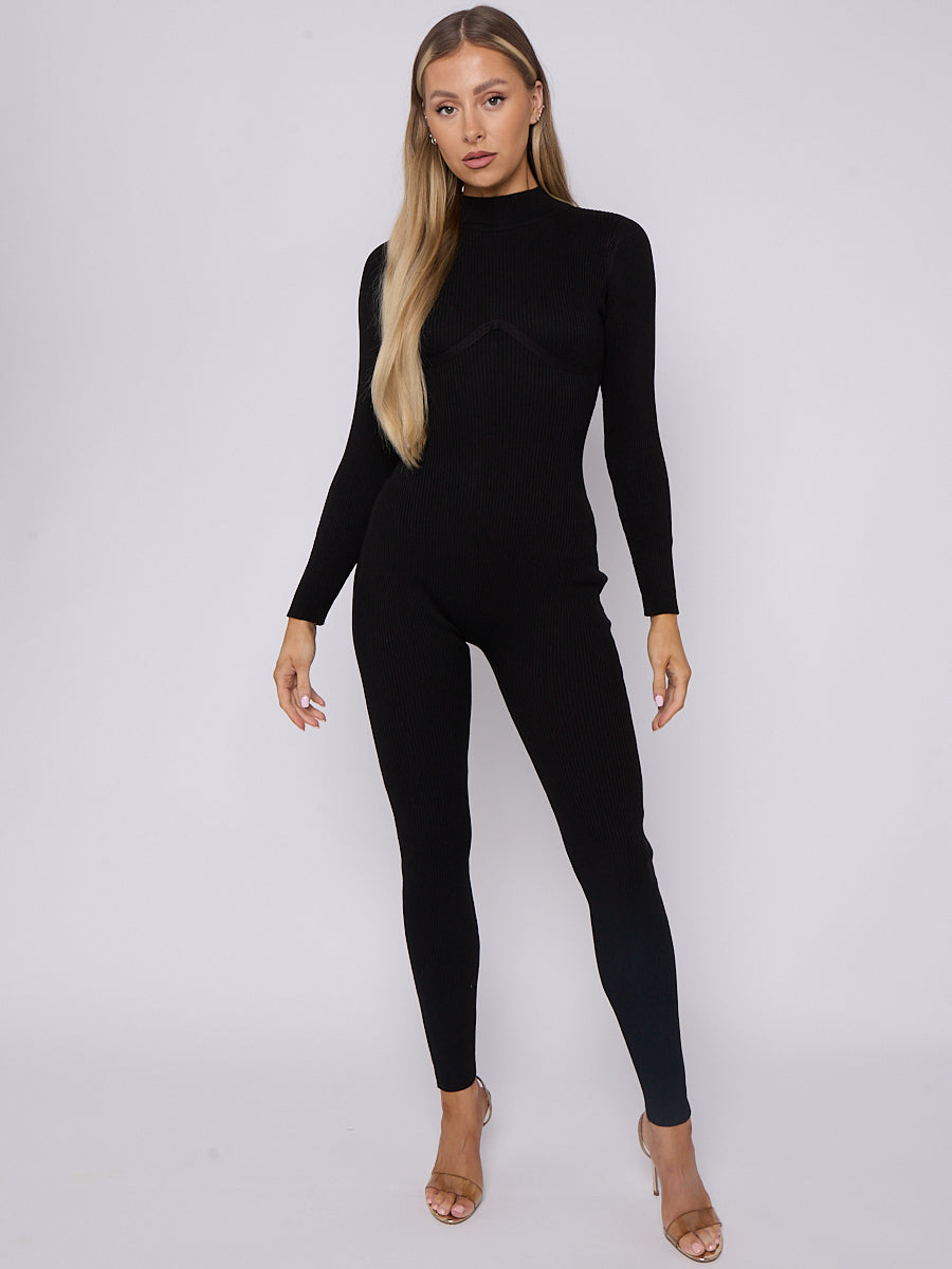 Corset Style Ribbed Jumpsuit