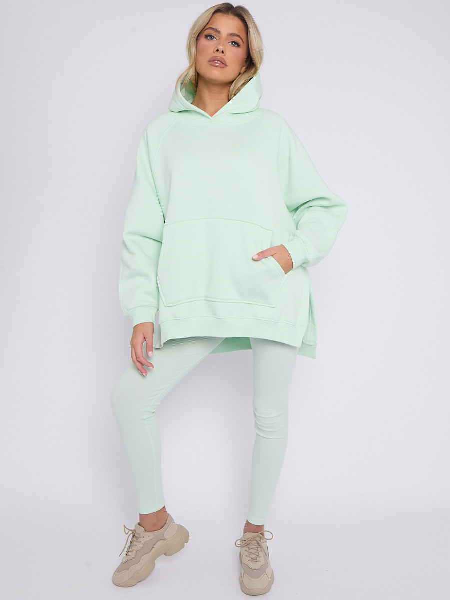 Oversized Split Sides Hoodie & Ribbed Leggings Co-ord