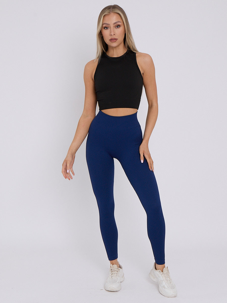 New Stretchy High Waisted Ribbed Leggings