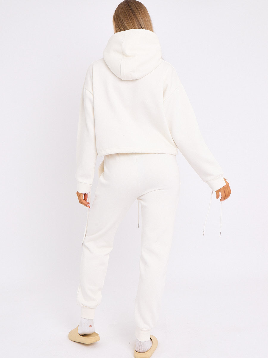 Eyelet Lace Up Detail Hoodie & Jogger Fleece Co-ord