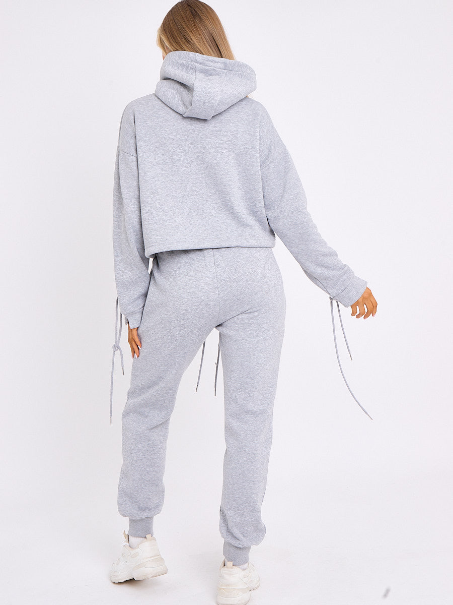 Eyelet Lace Up Detail Hoodie & Jogger Fleece Co-ord