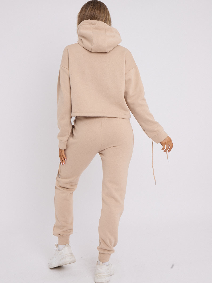 Eyelet Lace Up Detail Hoodie & Jogger Fleece Co-ord