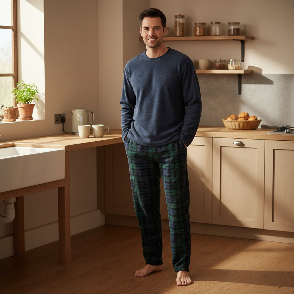 Men's Green Fleece Pyjama Set