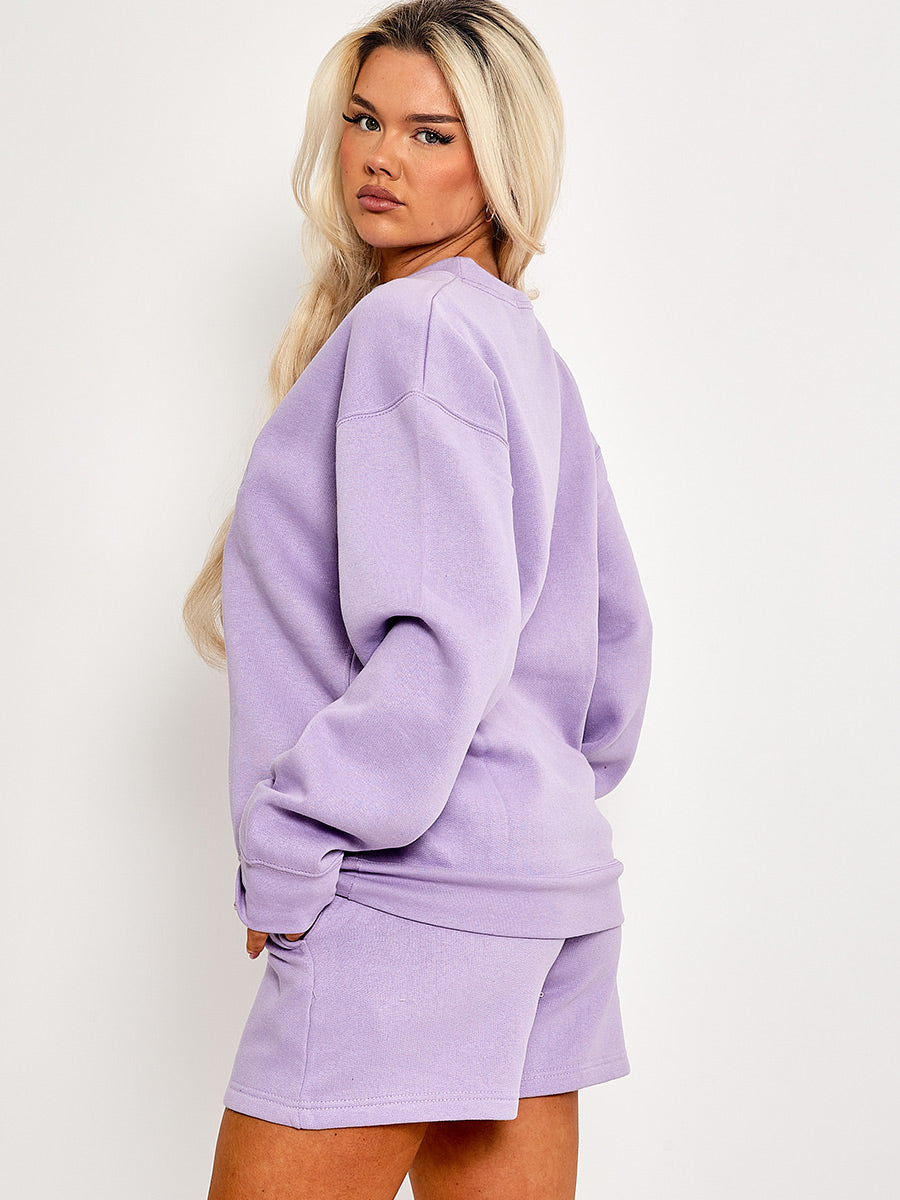 Embroidered Hawaii Island Sweatshirt & Shorts Fleece Co-ord