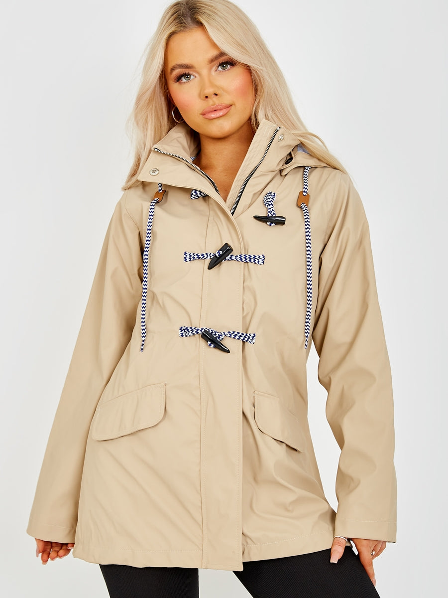 Toggle Button PU Coated Hooded Rain Mac
