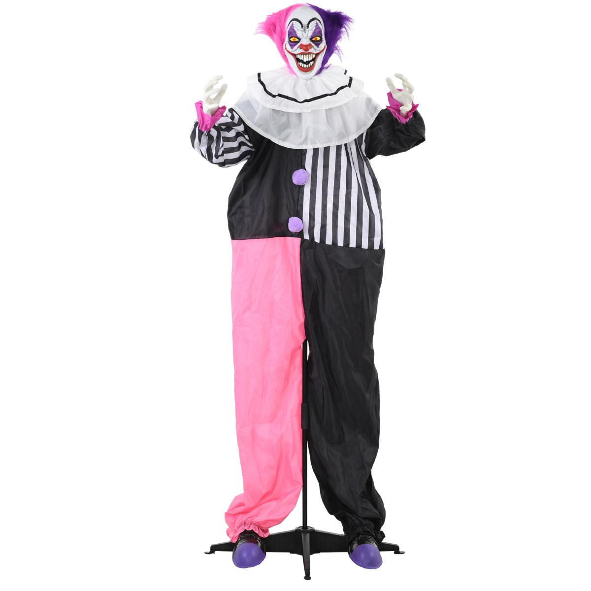 HOMCOM Halloween Clown Animatronic Prop with Glowing Red Eyes, Sounds & Motion