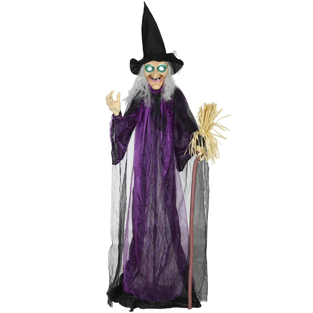Outsunny Voice Activated Halloween Animatronics Standing Witch, Purple