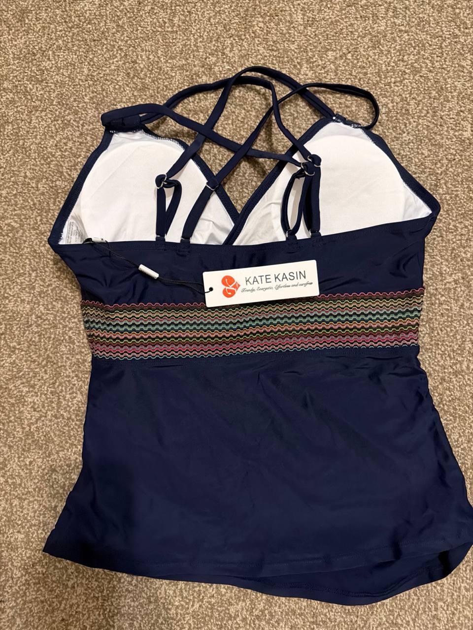 Women Swimsuit Two Piece Bathing Suit Tummy Control Size M Navy