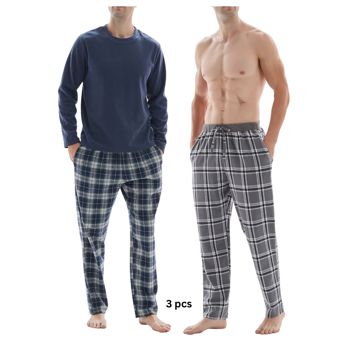 Men's 3-Piece Check Pyjama Set