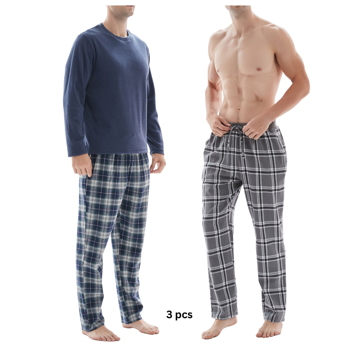 Men's 3-Piece Check Pyjama Set