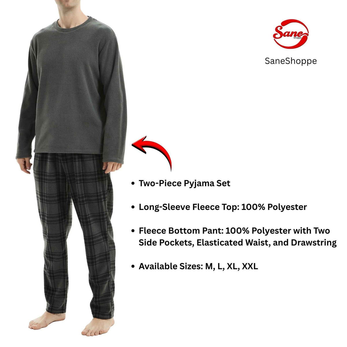 Men's Grey Check Fleece Pyjama Set