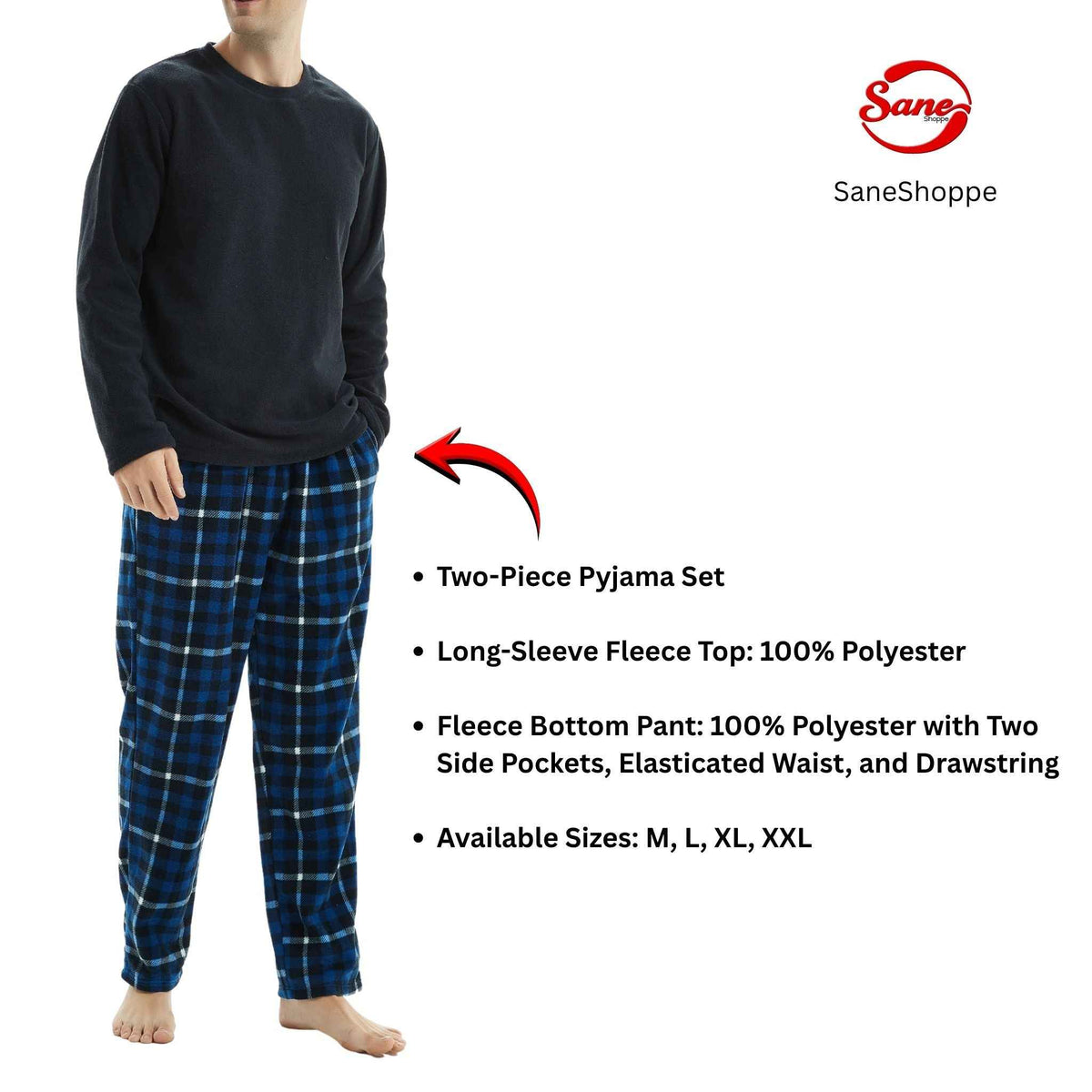 Men's Fleece Pajama Set: Cozy Up in Style with Navy Check Fleece