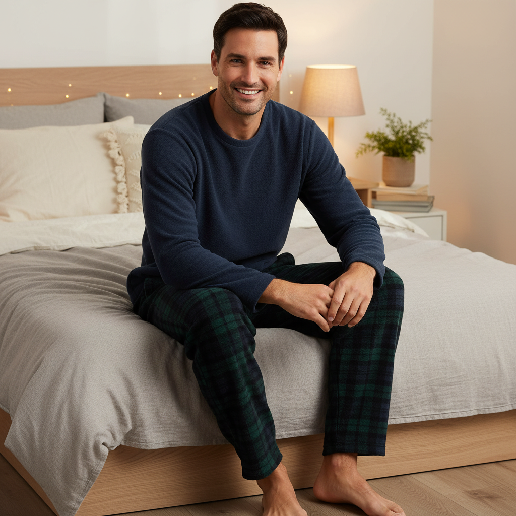 Men's Green Fleece Pyjama Set