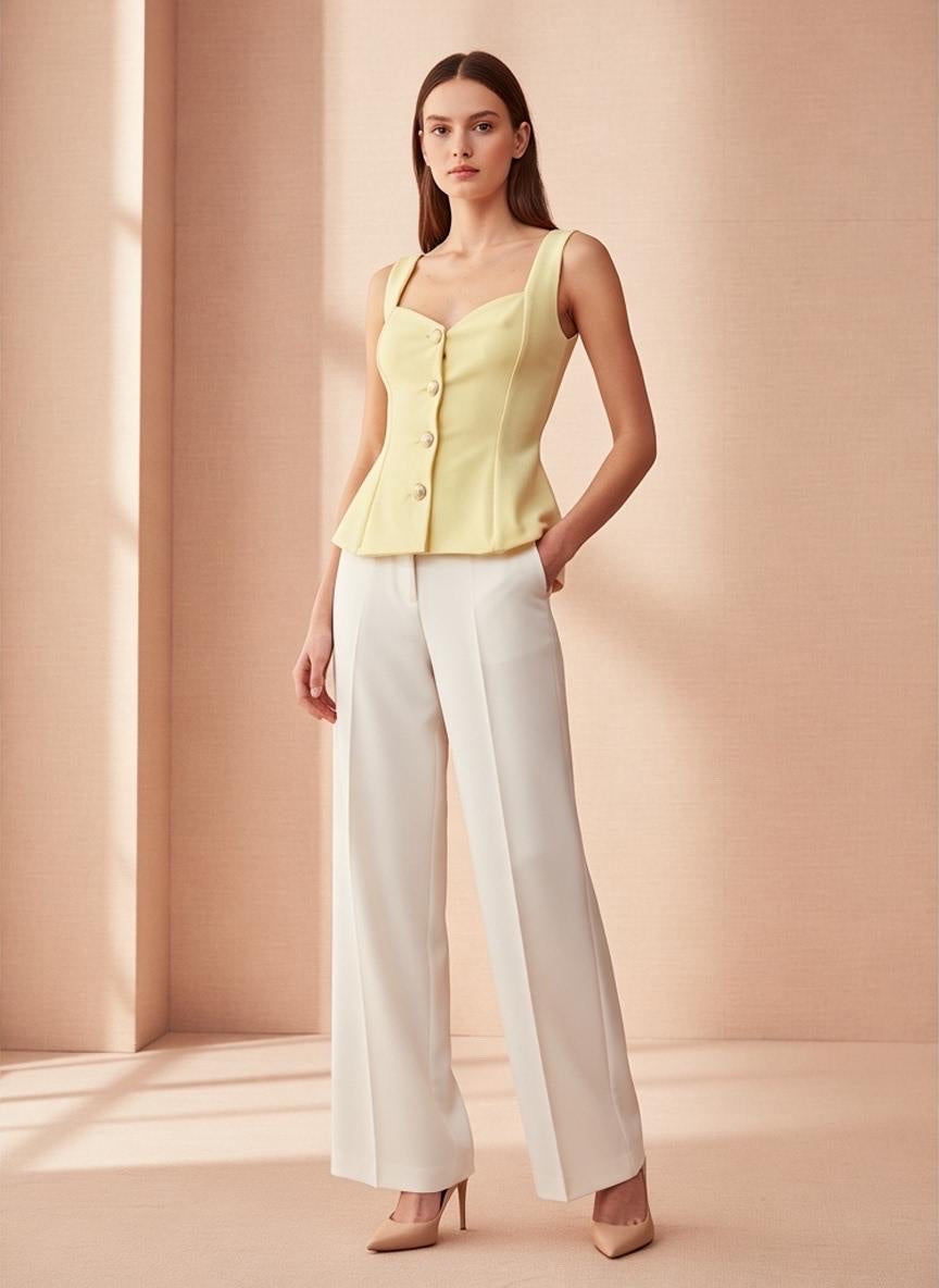 Structured Peplum Button Top