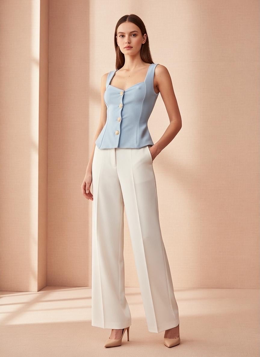 Structured Peplum Button Top