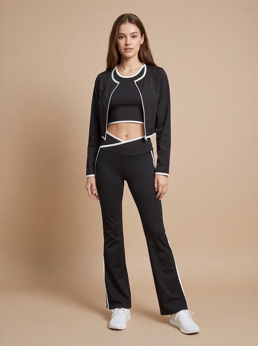 3-Piece Contrast Trim Activewear Set