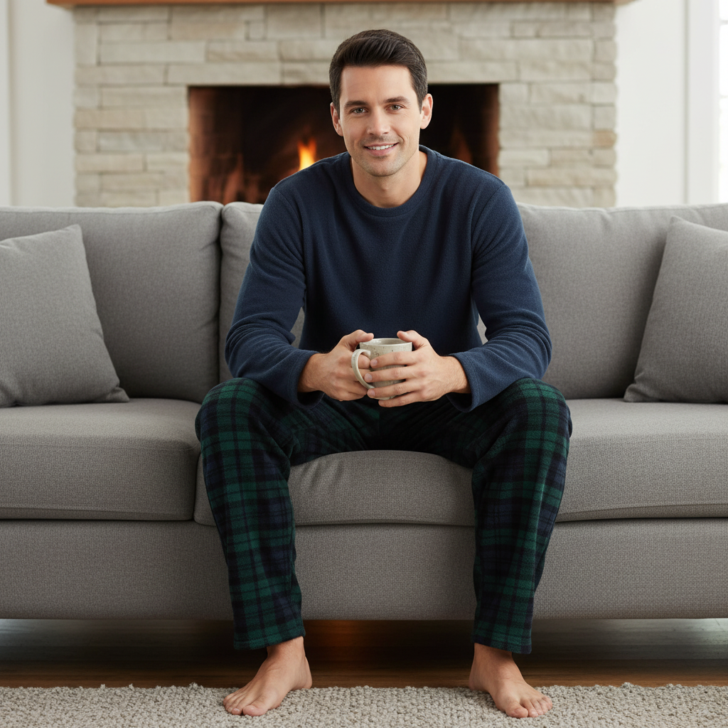 Men's Green Fleece Pyjama Set