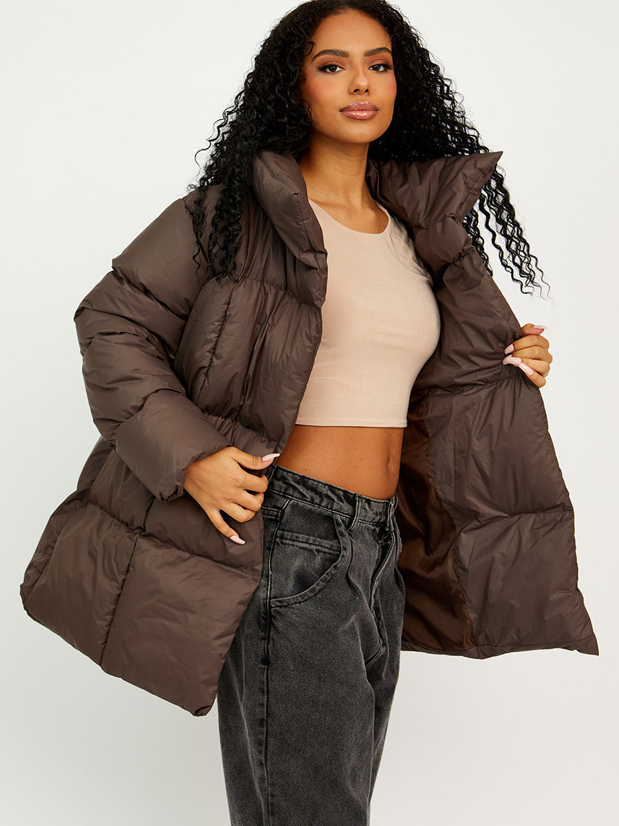 Oversized Padded Jacket With Belt