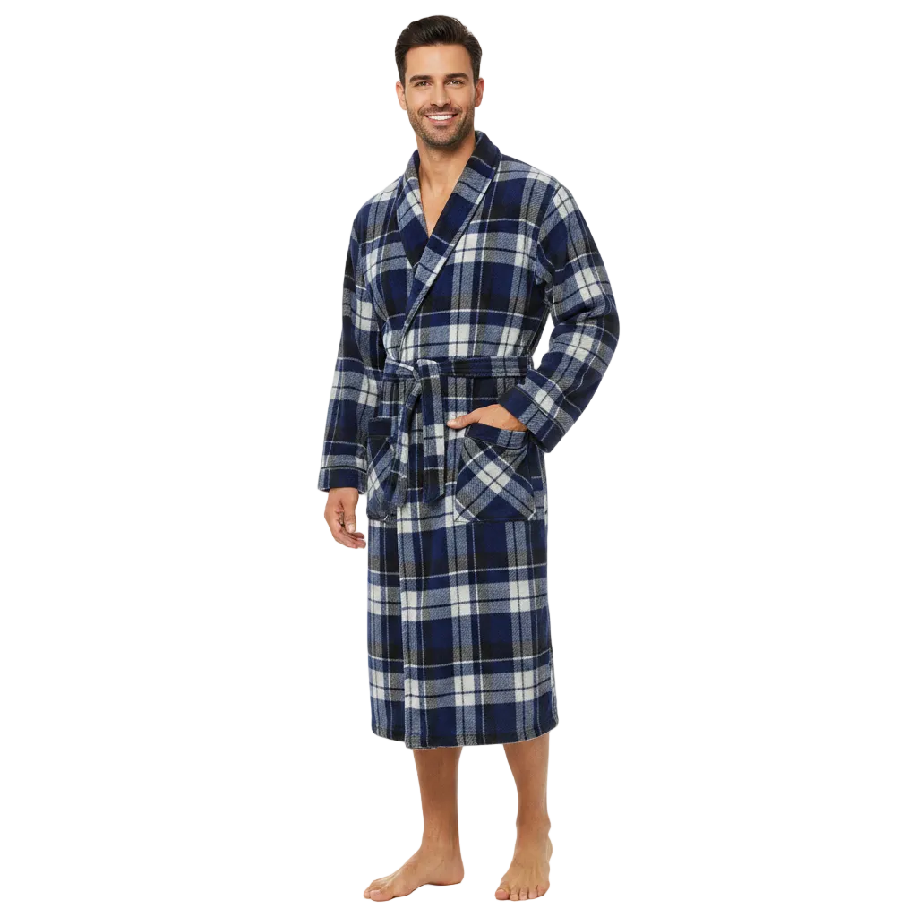 Men's Check Fleece Dressing Gown