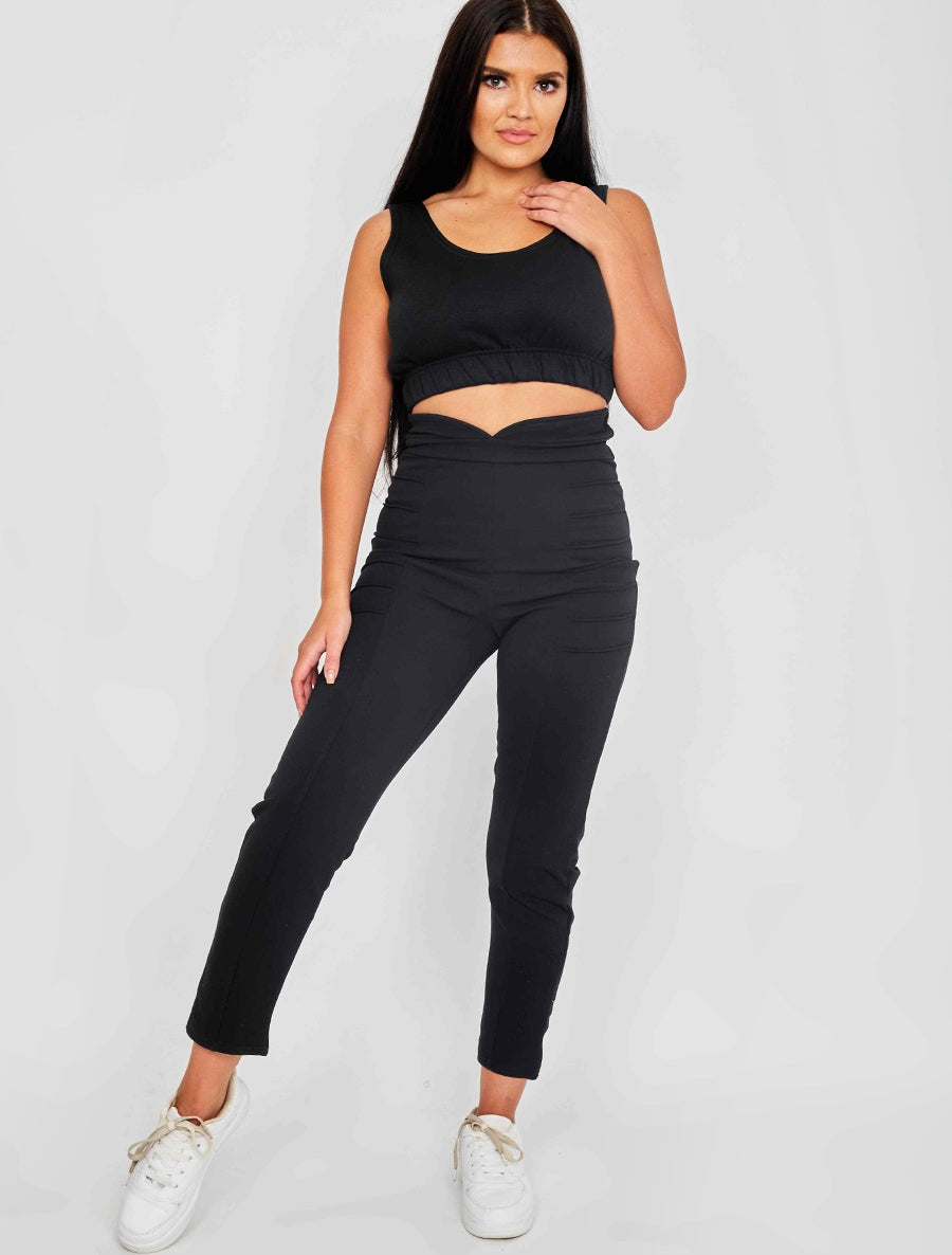 Pleated Panel High Waist Trouser